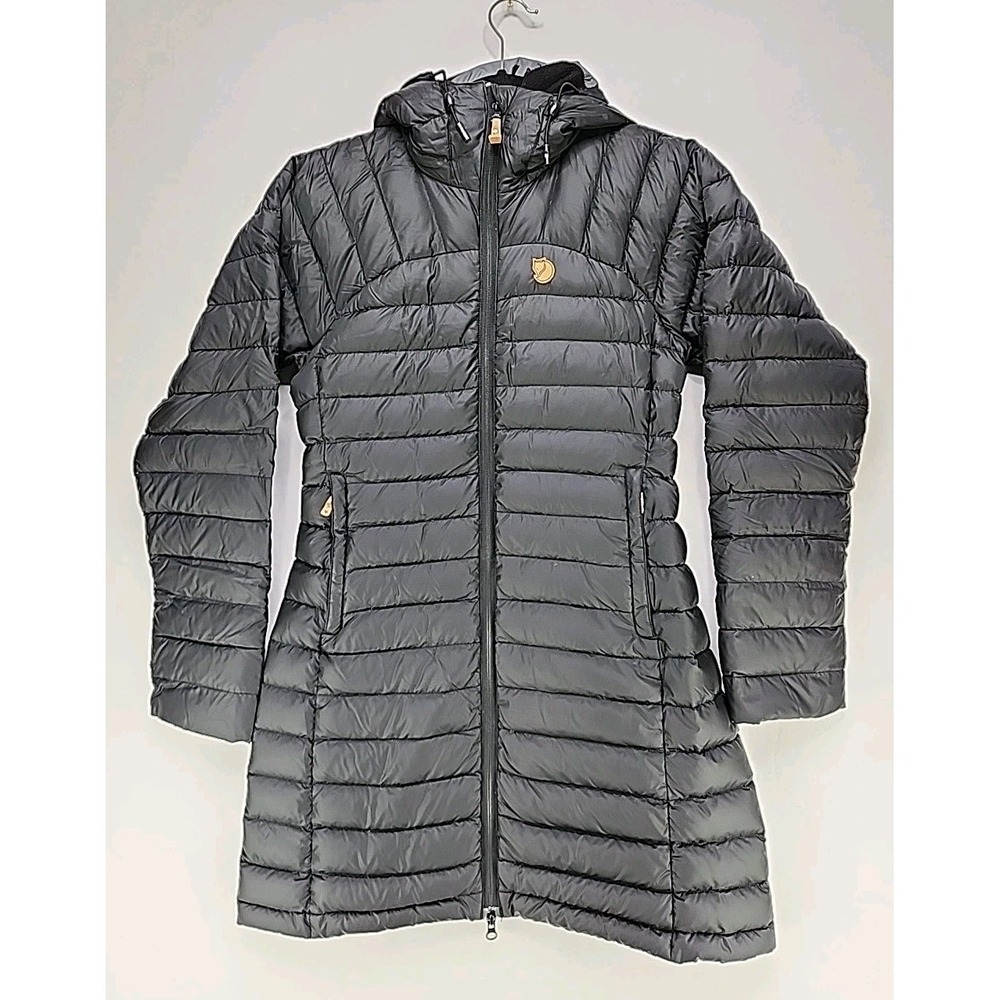 Fjallraven Women's Snow Flake Parka Down Jacket Coat Ribbed Black‎ Size Small